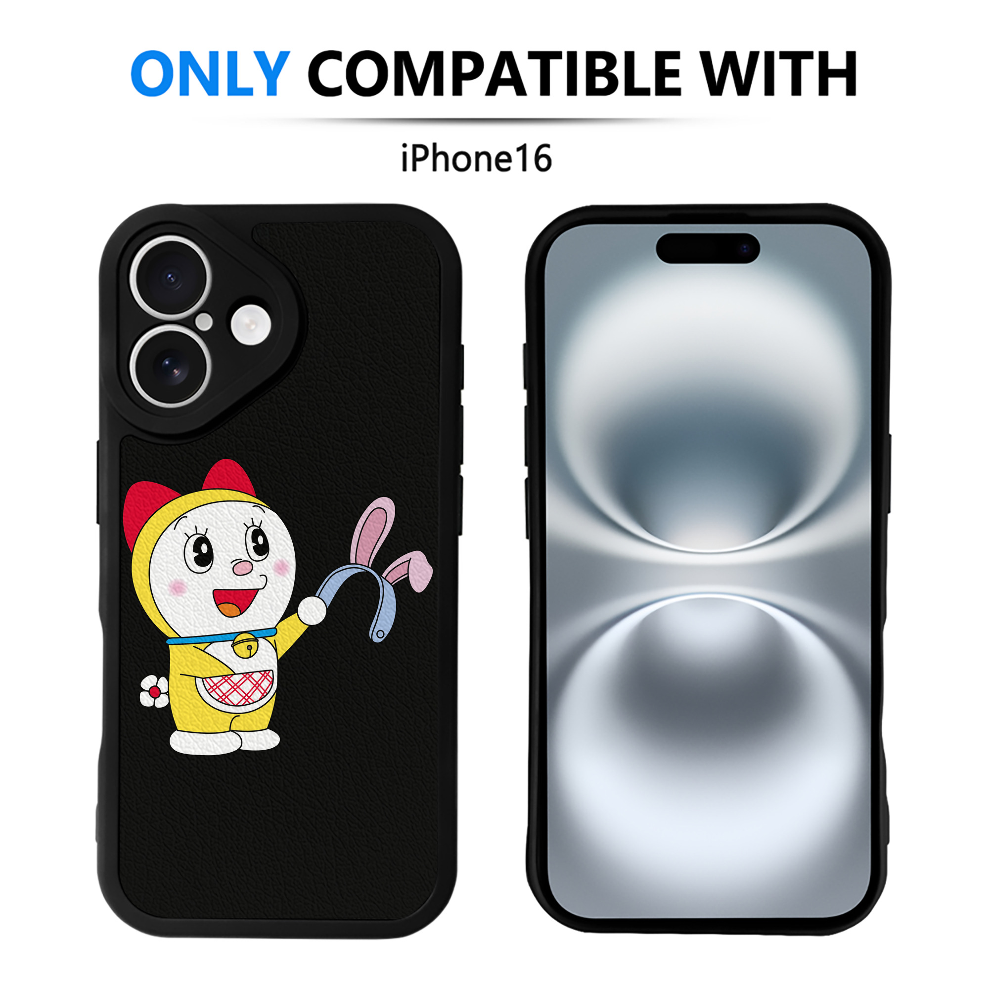 （画像用） ドラえもん ドラミ Doraemon Dorami 【iPhone 16シリーズ対応】シリコンスマホケース（レザー調） 材質：シリコン